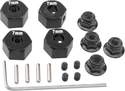 Metal 12mm Hex Wheel Hubs 7mm Thick Drive Adapters with Flanged Lock Black