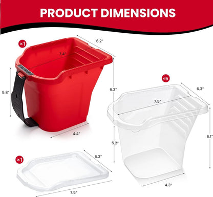 Mister Rui 4 Inch Paint Bucket Liners with 4" Pan Liner With Lid 6 Pcs