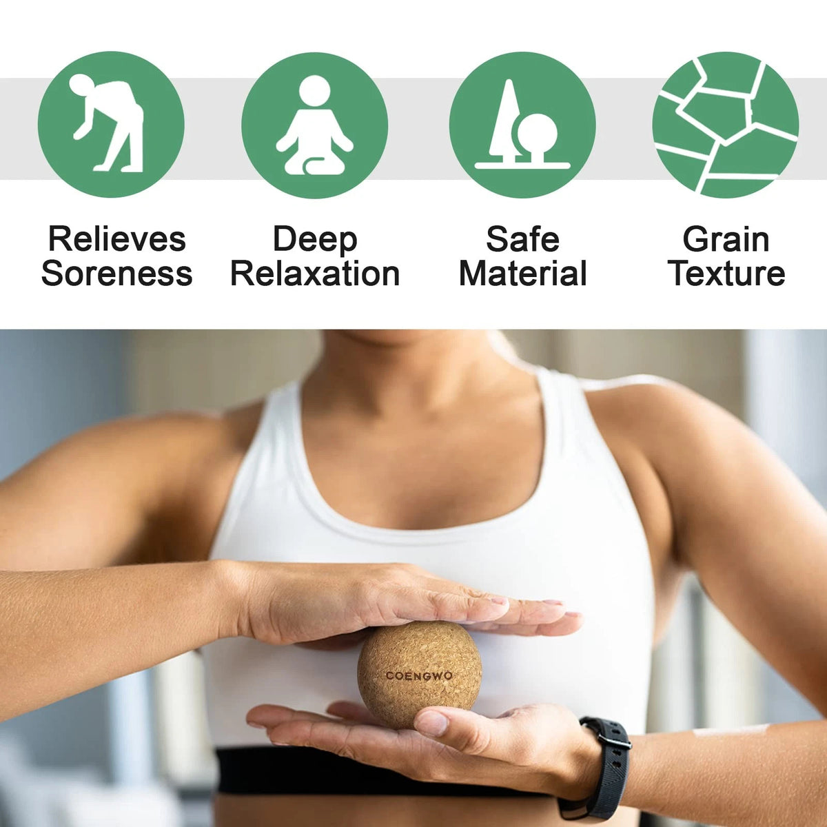 COENGWO Cork Massage Ball, Myofascial Release Yoga 3 Inch(No Bag)