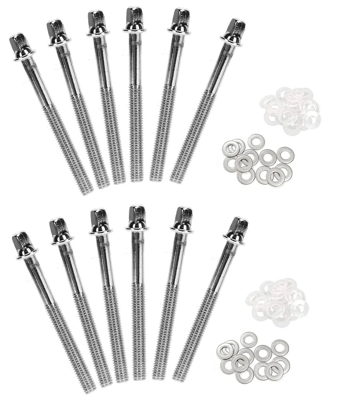 TUOREN Drum Set Hardware 12-Pack Stainless Steel Tight M6 x60mm, silver