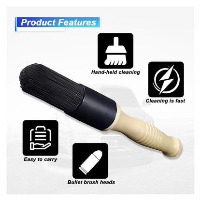 Car Parts Washer Brush, Bullet Head 9.84 × 1.38 inch, Beige/Black