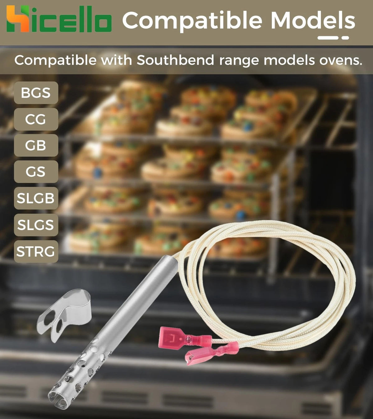 Hicello 1183200 Ignitor Hot Surface, Commercial Oven Igniter