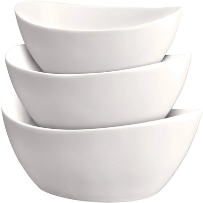 3 Piece Serving Bowl Set – Elegant White 8.4 inches x 7.8 inches,