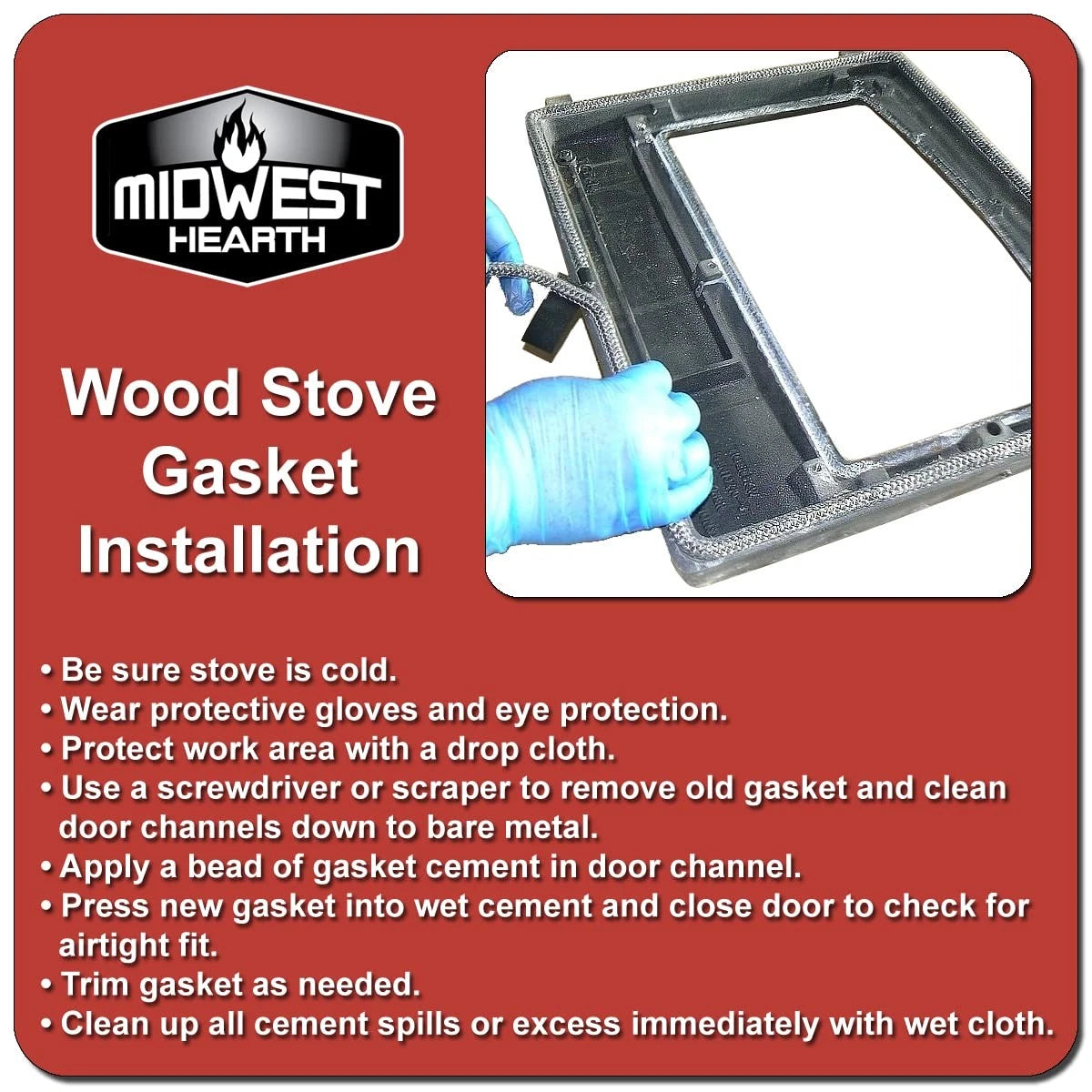 Midwest Hearth 3419 Encore Stove Gasket Kit for Vermont Castings Wood Black