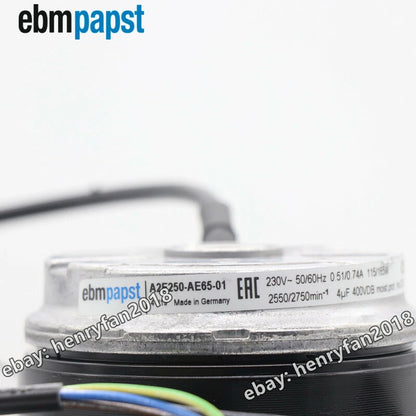 A2E250-AE65-01 Ebmpapst Fan AC 230V 115/165W 0.51/0.74A Axial Cooling Fan