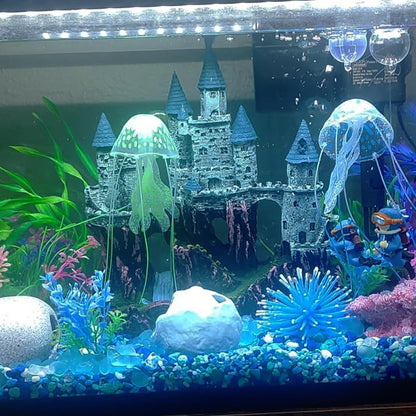 MUYG Aquarium Castle Decor, Resin for Fish 9.1 x 3.6 x 10 inch, 【blue】