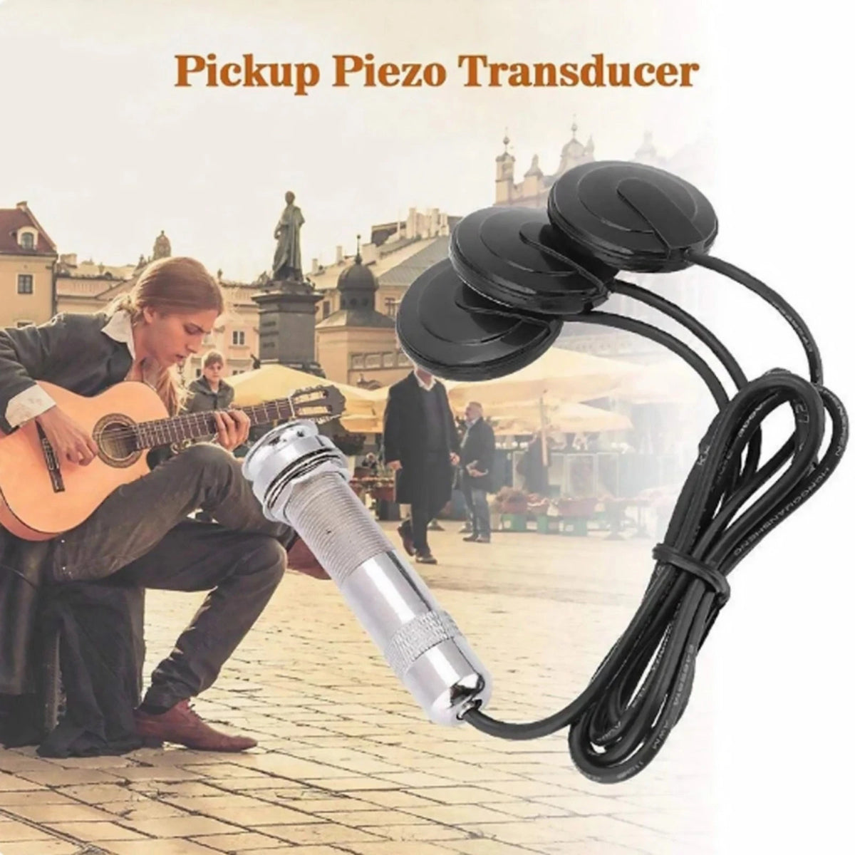 2Pcs Piezo Vibration Sensor Pickup 6.35mm Jack for Acoustic Guitar Cello Mandola