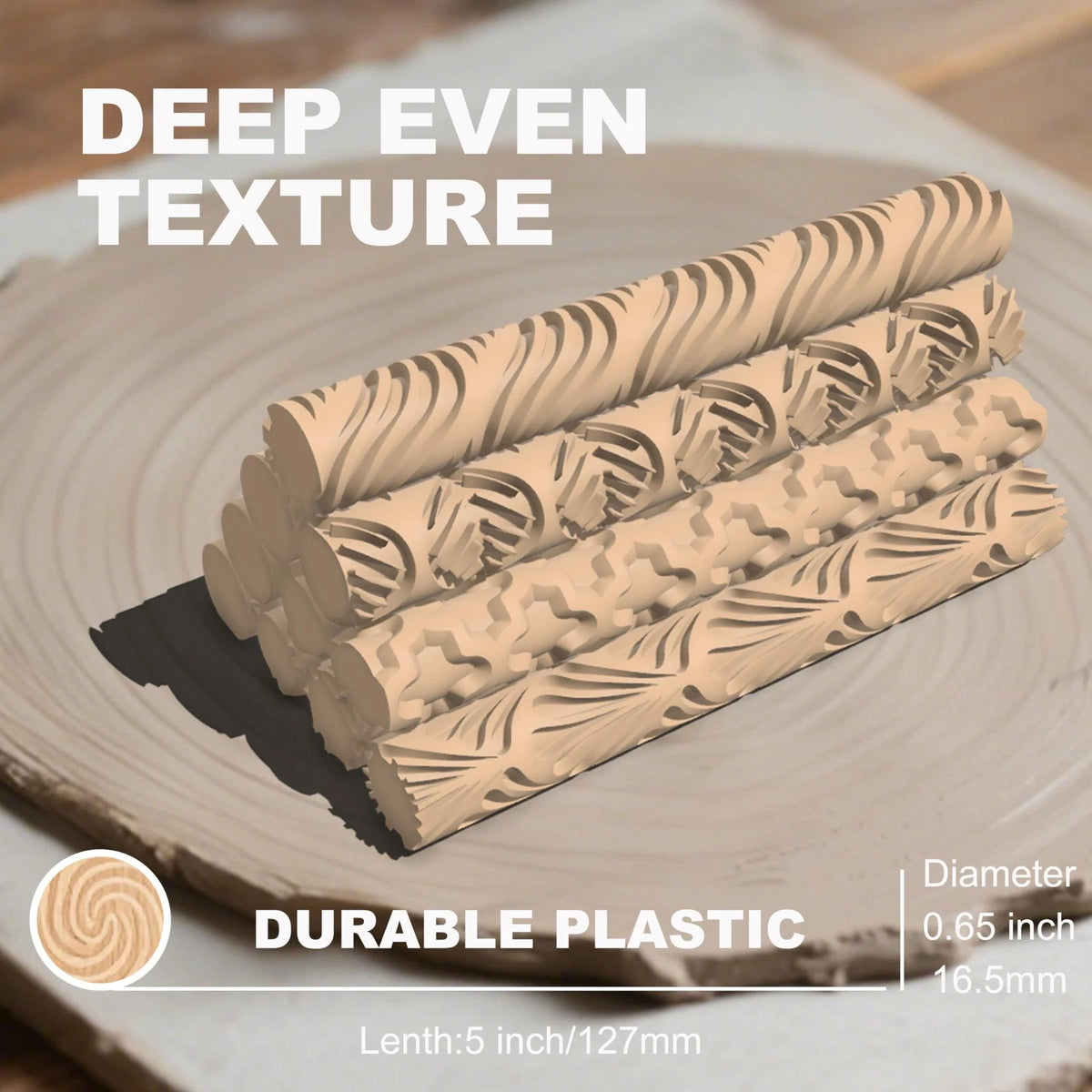 Hokkieam Clay Texture Rollers | 10-Pack Polymer Latte Brown
