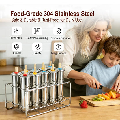 Stainless Steel Popsicle Molds, Set of 10 Metal Ice 10, 10