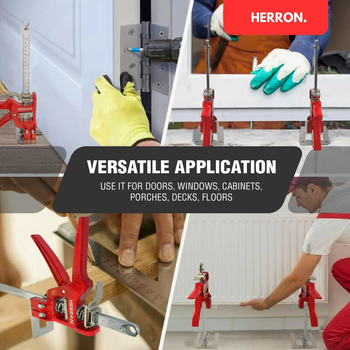 440 lbs Hand Lifting Jack Tool 2-Pack, Cabinet Lifter with Measuring Red