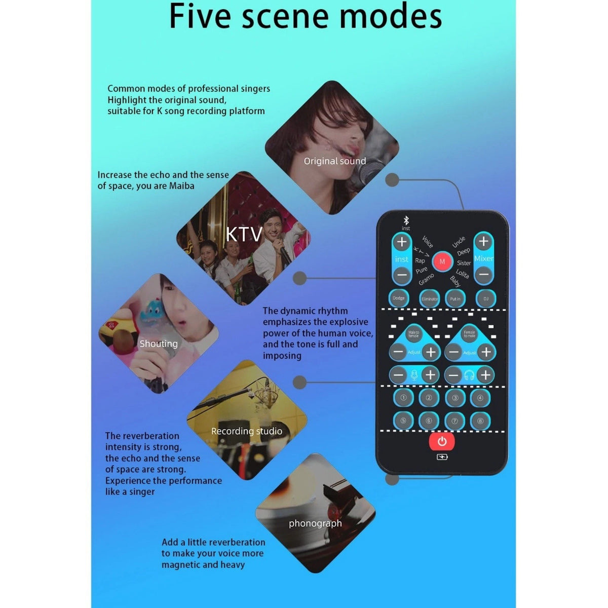 Portable Handheld Voice Changer With 8 Sound Effects For Karaoke Live Streaming