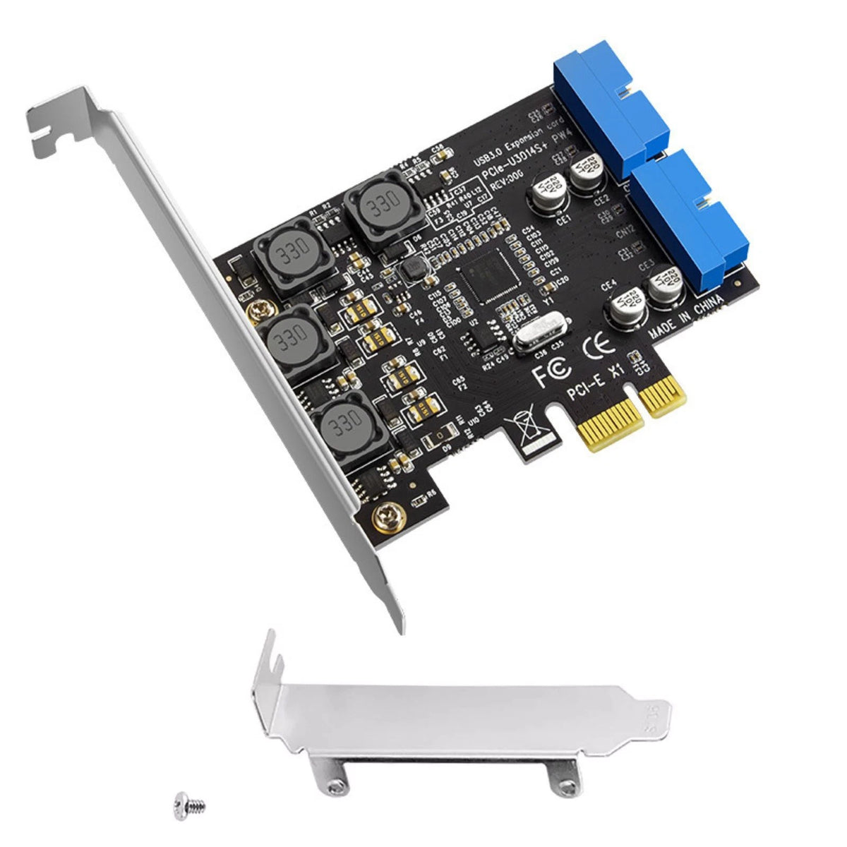 1*PCIE to Internal 2 Port 19Pin Header 4 Port USB 3.0 Expansion Adapter Card