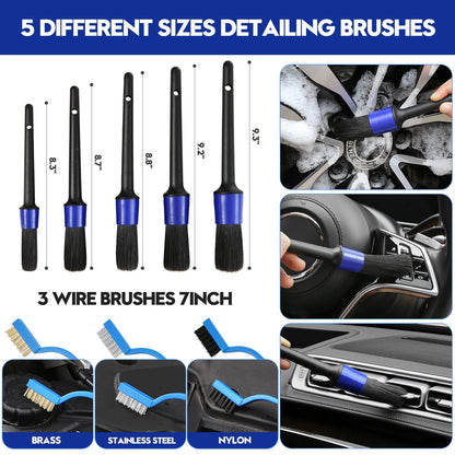 Qydipclin 45Pcs Car Detailing Kit, Brush Set, 45pcs, Blue