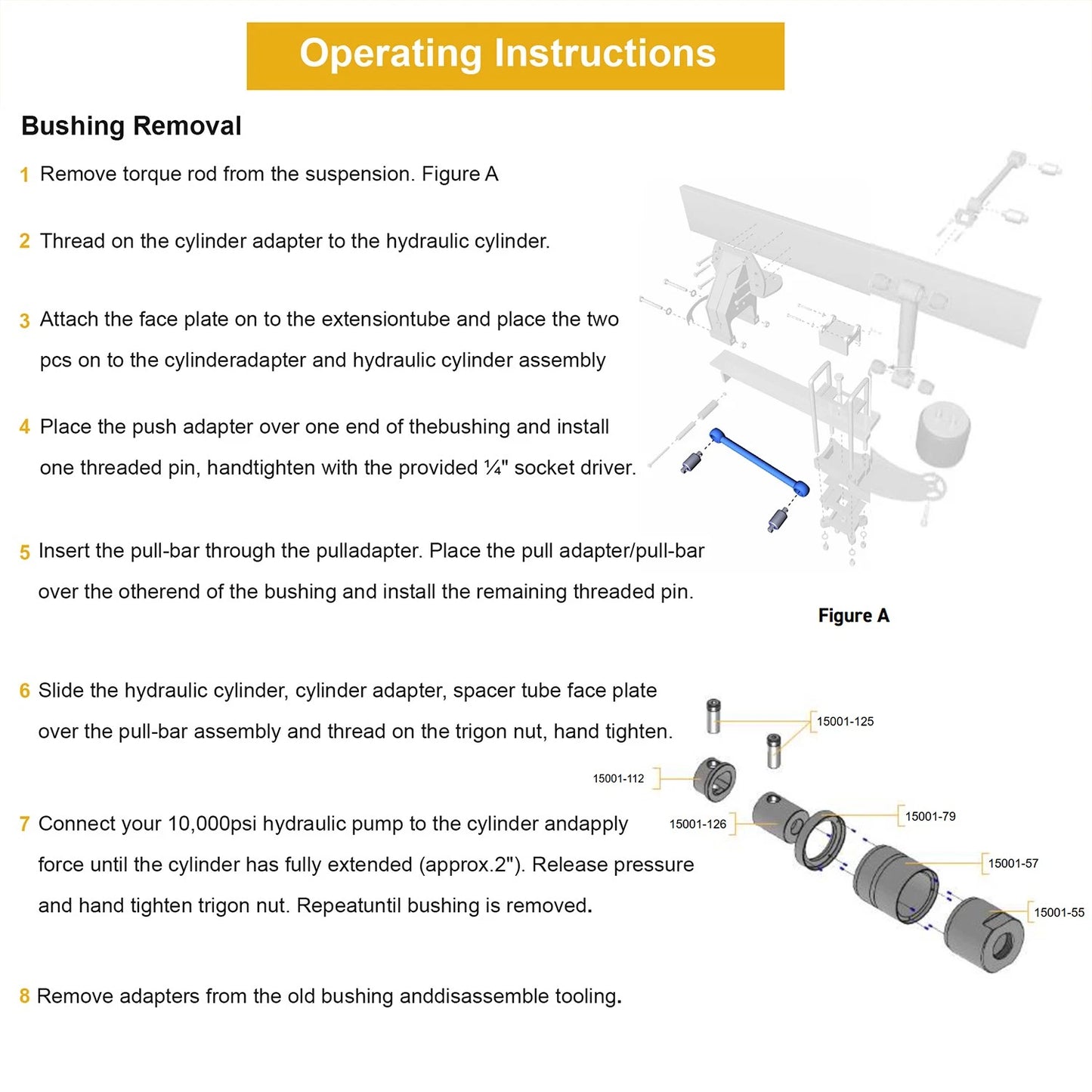 Leaf Spring Pin & Bushing Adapter Service Kit 15012 Adapter Tool Remove Bushing