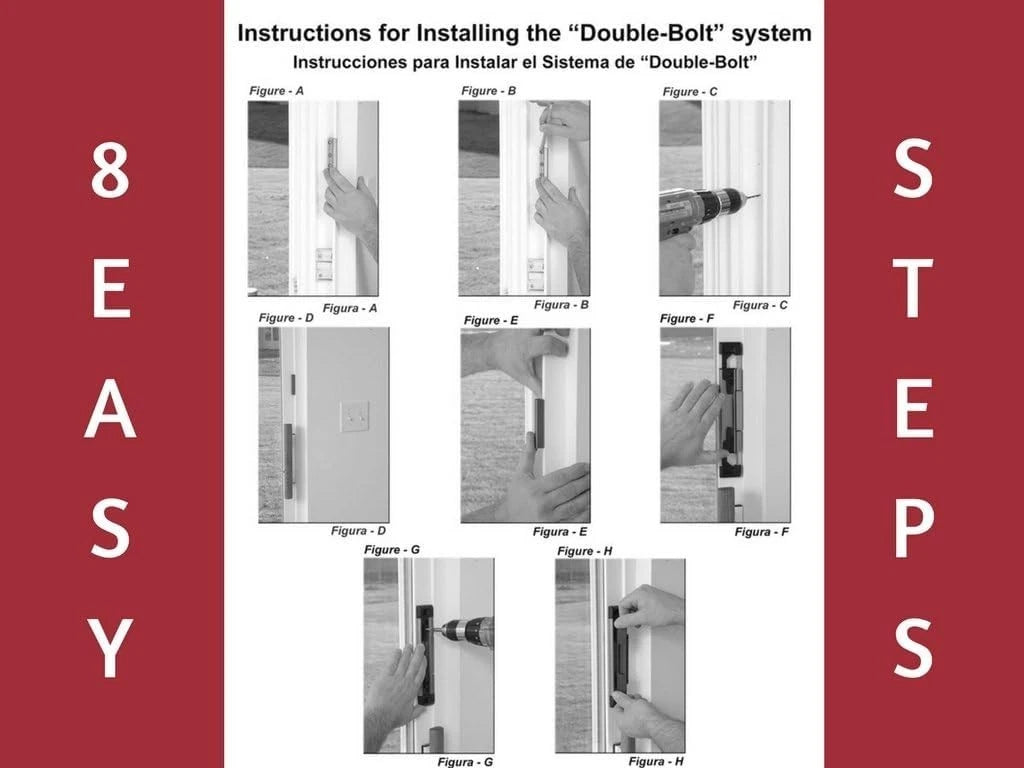 Double Bolt Lock for Sliding Glass Doors - ly Patented - Advanced Black