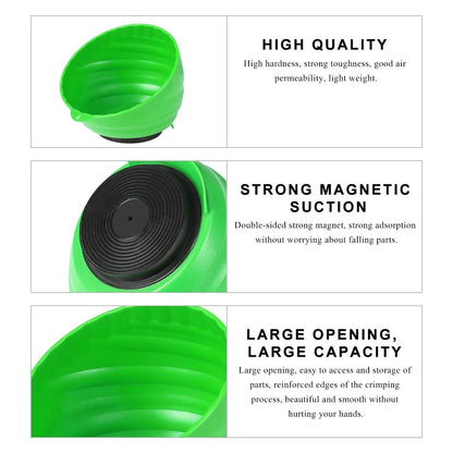 NYTKL Magnetic Nut Cup, Curved Parts Tray Bolts Organizer Green