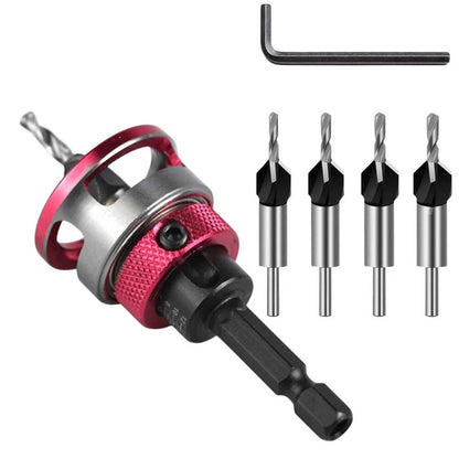 6PCS Adjustable Depth Countersink Set for Wood Screw Holes and Head Sinking