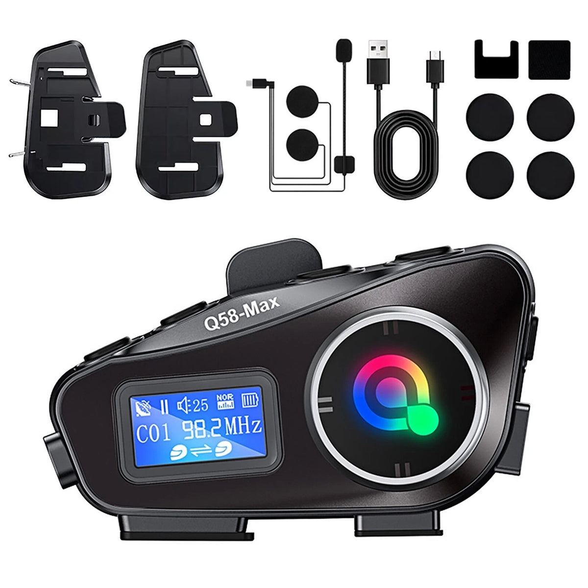 Support FM radio Motorcycle Intercom Helmet Bluetooth Headset LCD Waterproof