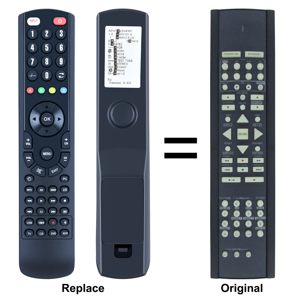 Remote Control For Sherwood R-972 R-771 RC-111 RNC-50A Audio A/V AV Receiver