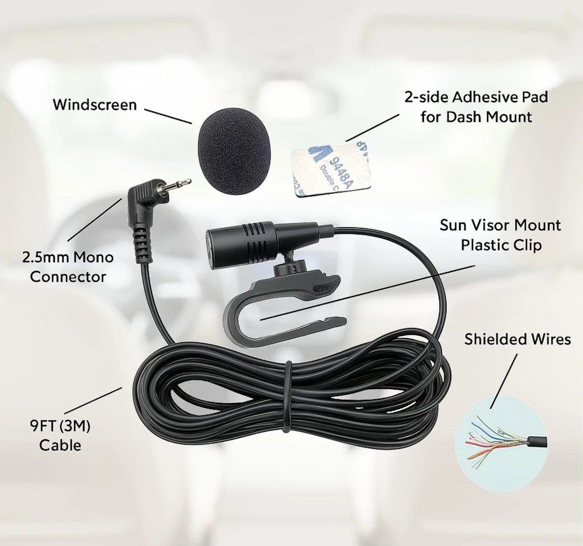 SCREENTRONICS 2.5mm Plug Microphone Compatible Replacement for Small, Black