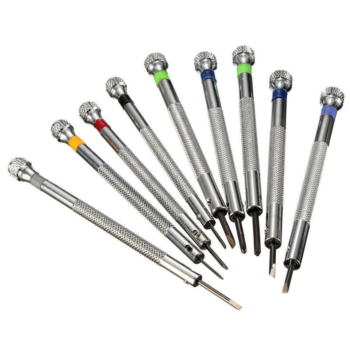 9Pack Metal Plastic Precision Screwdriver Watch Slotted Flat Blade Watchmaker