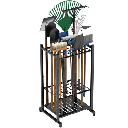 Garden Tool Organizer, Yard Tower Rack for Garage Rack, Black