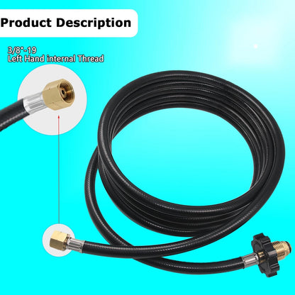 12FT Propane Torch Hose, G3/8"-19 Thread Weed Burner Flame 12 Feet, ‎Black