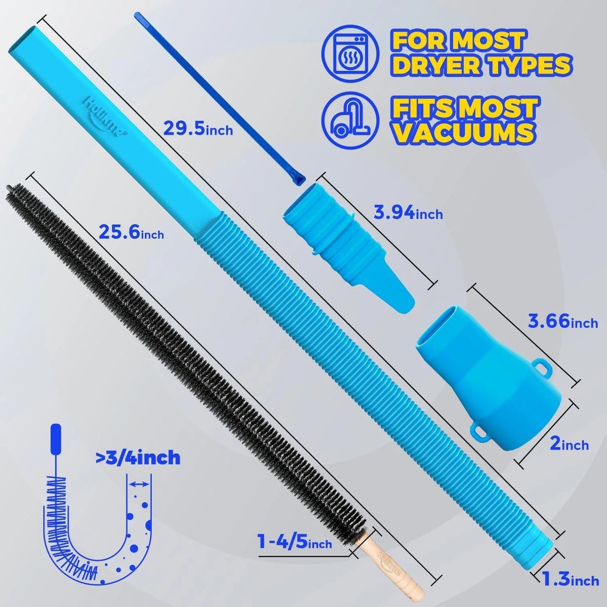 Holikme Upgraded 2 Pieces Dryer Vent Cleaner Kit Compatible with Most Blue