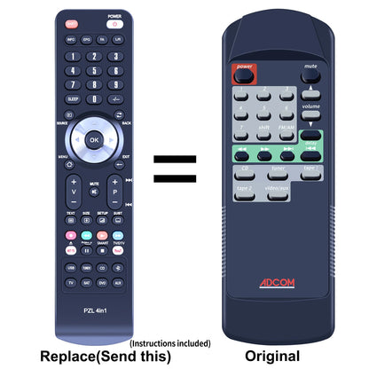 Replacement Remote Control For Adcom GTP450, RC45II, GTA450
