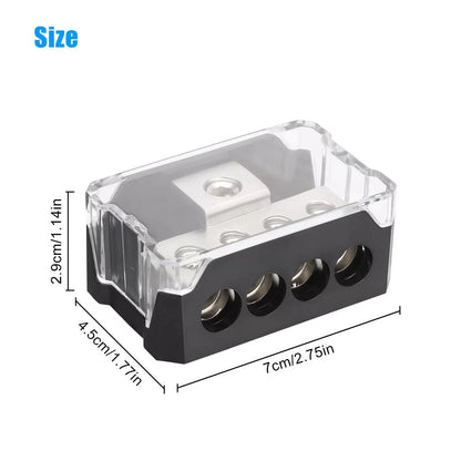 7*4.5*2.9cm 2Pcs Car Audio Power Distribution Block 0/2/4 AWG Input