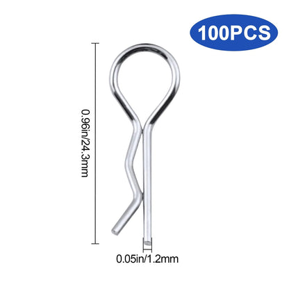 100PCS Universal RC Body Clips Pins for 0.047 inches x 0.95 inches, Silver