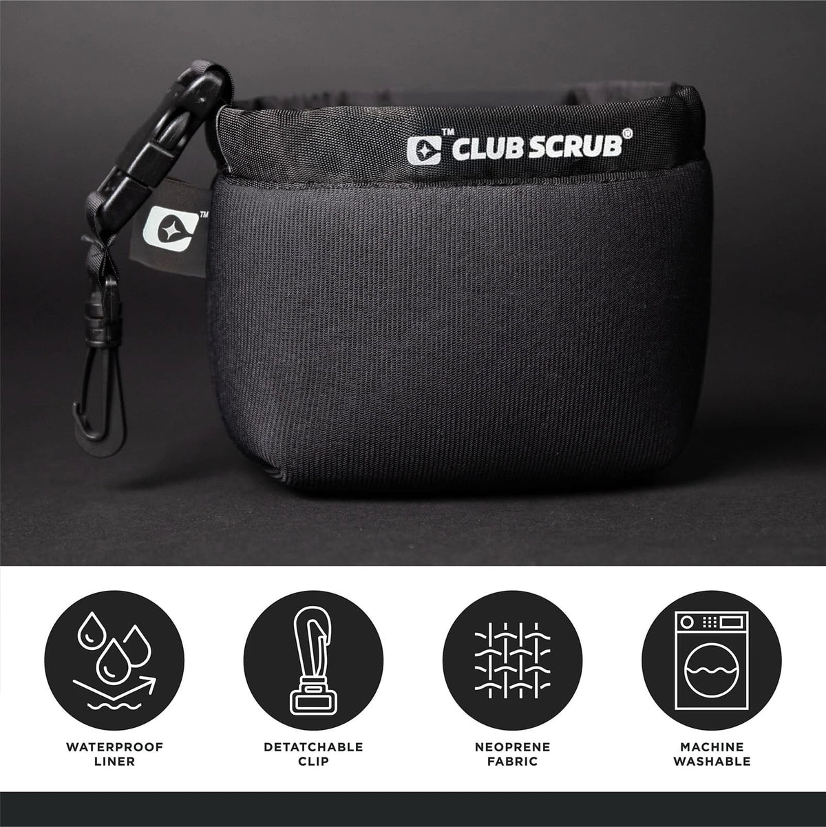 Club Scrub  Golf and Ball Cleaning Bag, Clean Face Black
