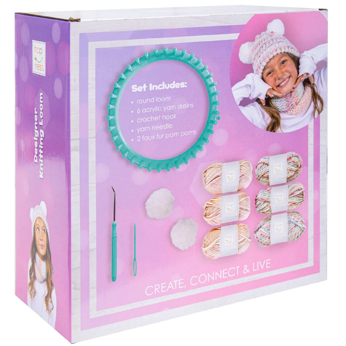 Hapinest Learn to Knit Hat and Scarf Knitting Loom Kit for Small, Multicolor