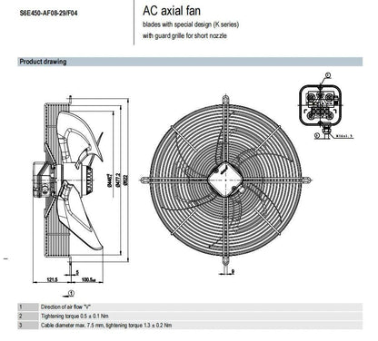 Ebmpapst S6E450-AF08-29/F04 Axial Fan AC 230V 0.62A ??450MM Air Conditioning Fan
