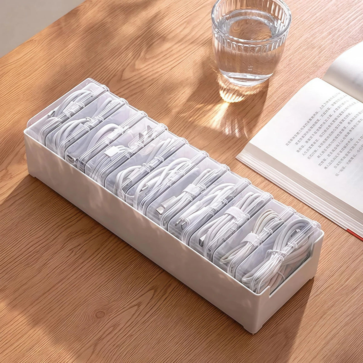 2 Pcs 11 Box Cable Organizer Storage 30x10x6cm/11.87*3.9x2.36 inches, Clear