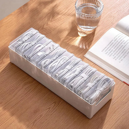 2 Pcs 11 Box Cable Organizer Storage 30x10x6cm/11.87*3.9x2.36 inches, Clear