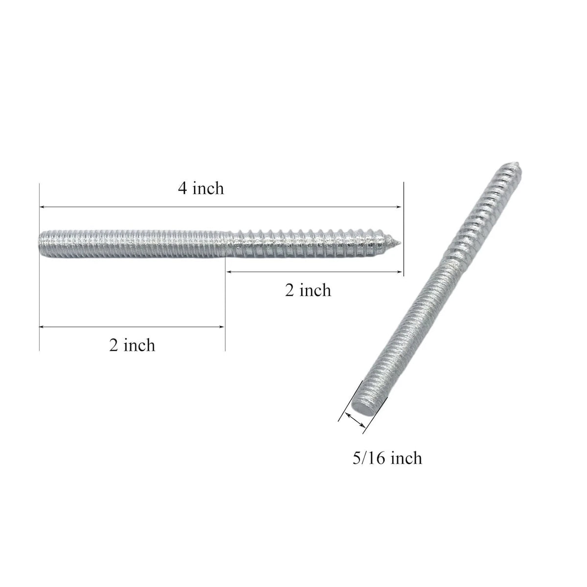 8 Pack 5/16-18 x 4 Inch Hanger Bolts 5/16-18" Silvery Silver 5/16-18x4-8PCS
