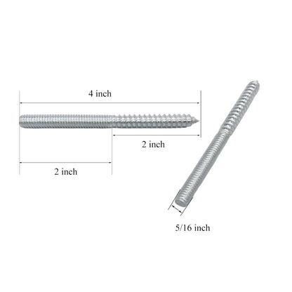8 Pack 5/16-18 x 4 Inch Hanger Bolts 5/16-18" Silvery Silver 5/16-18x4-8PCS