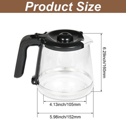 12 Cup Coffee Maker Replacement Pot Compatible with Mr. 12 Cups, Black, Clear