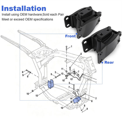 For Harley Davidson Dyna Engine Mount Isolator Set Front Rear 1991-17 FXD FXDWG