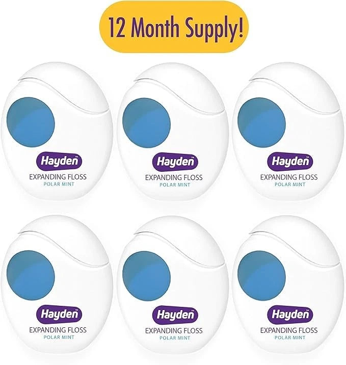 Hayden Enamel Care Dental Floss | for Sensitive Mouths | 90 Foot (Pack of 6)