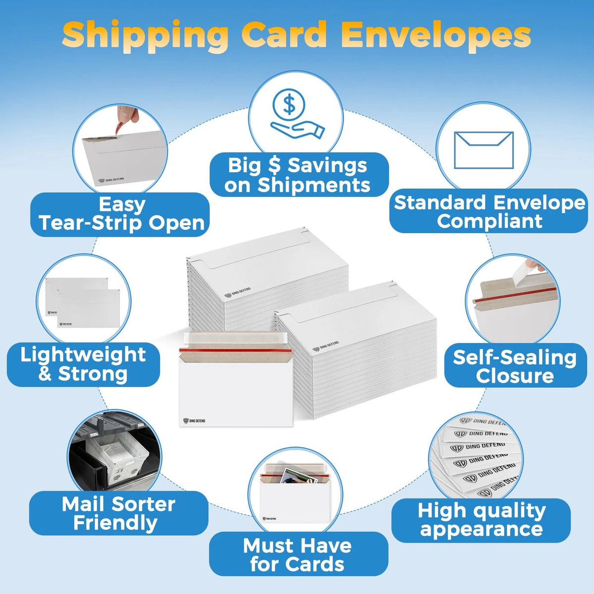 110-Pack Card Shipping Envelopes - 7 x 4.35 7 x inches, White - 110 Pack