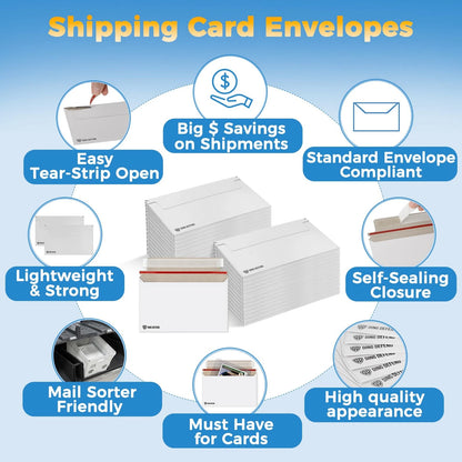 110-Pack Card Shipping Envelopes - 7 x 4.35 7 x inches, White - 110 Pack