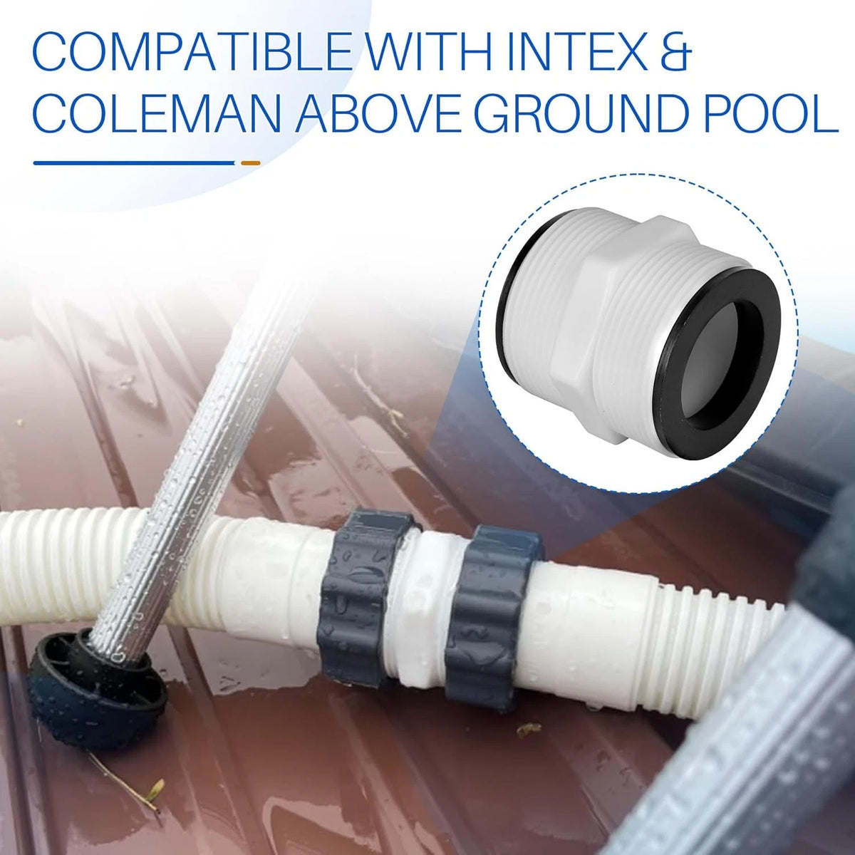 1.5" Pool Hose Adapter, Connector Compatible 1.5 inches, White