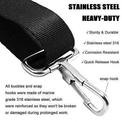 RUSON 2 Pack Adjustable Bimini Boat Top Straps 2 Pcs with 2 End Hooks