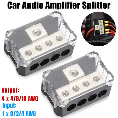 7*4.5*2.9cm 2Pcs Car Audio Power Distribution Block 0/2/4 AWG Input