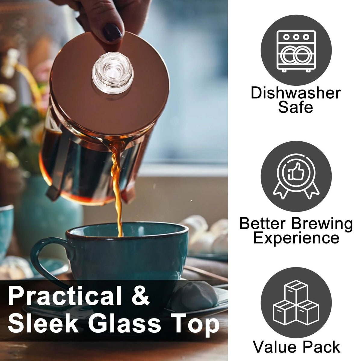 Hoowen 2 Pack Coffee Percolator Glass Top Replacement, Clear Small,