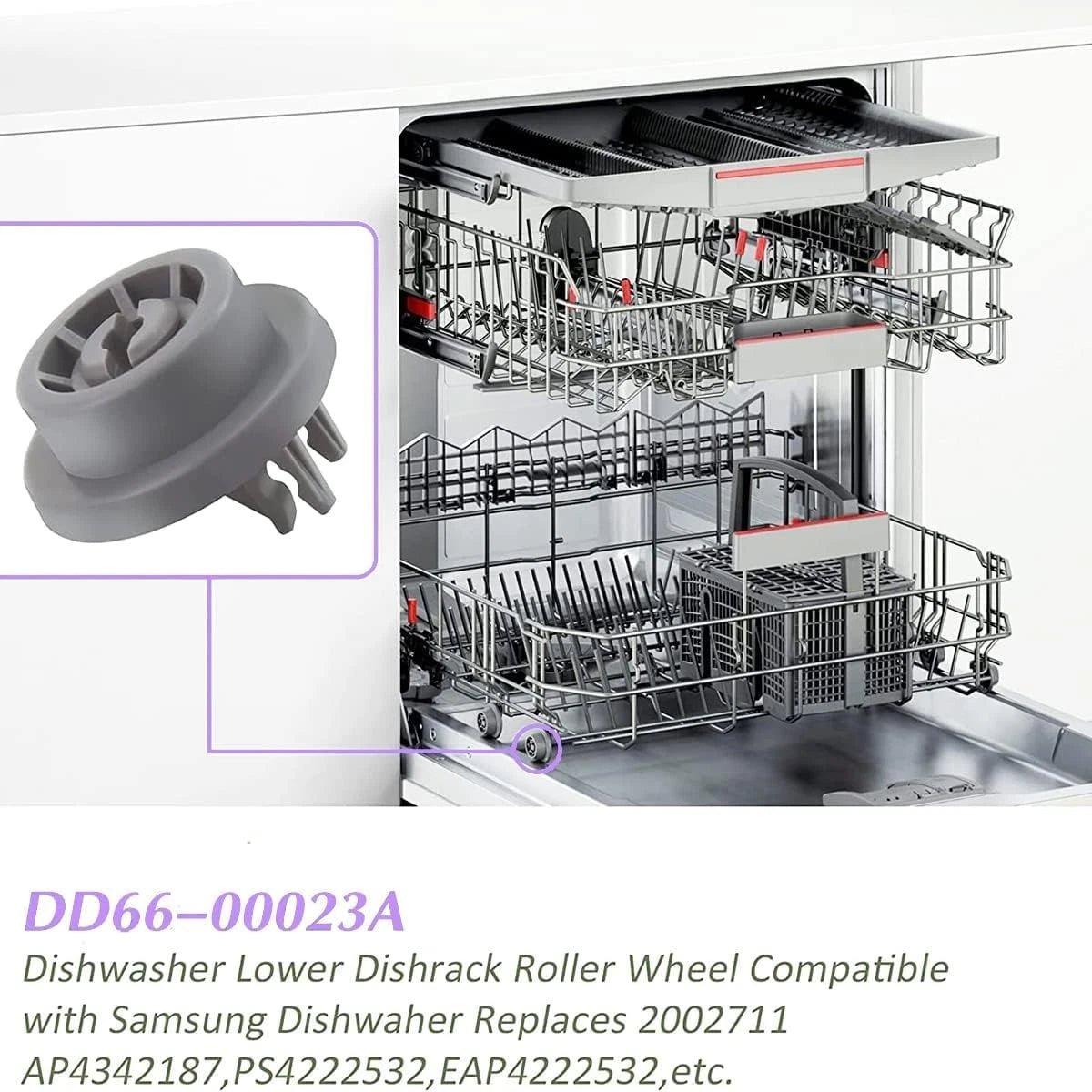 8-Pack DD66-00023A DD61-00222A For Samsung Dishwasher Parts Rollers Bottom...