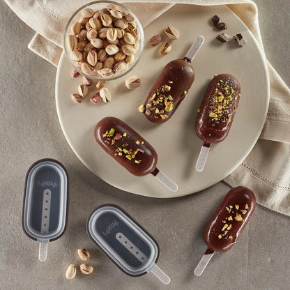 Lékué Set of 4 Classic Creamy Ice Cream Molds + Molds, Brown