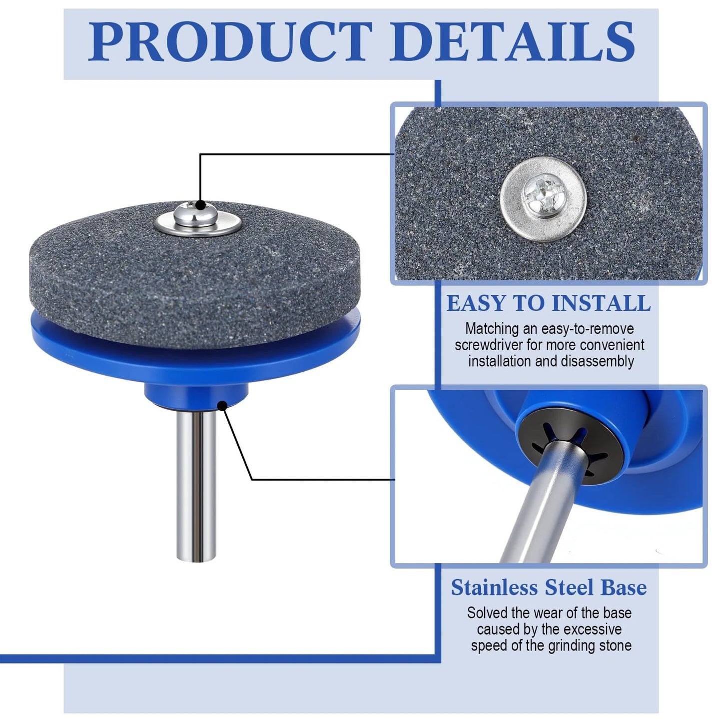 Chumia 6 Pcs Lawn Mower Blade Sharpener and Steel Balancer blue, sliver